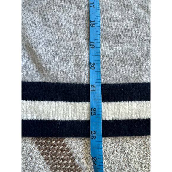 Jumper 1234 Cashmere Crew Neck Stripe Sweater Women’s Small 2 Gray Blue White - Picture 6 of 9